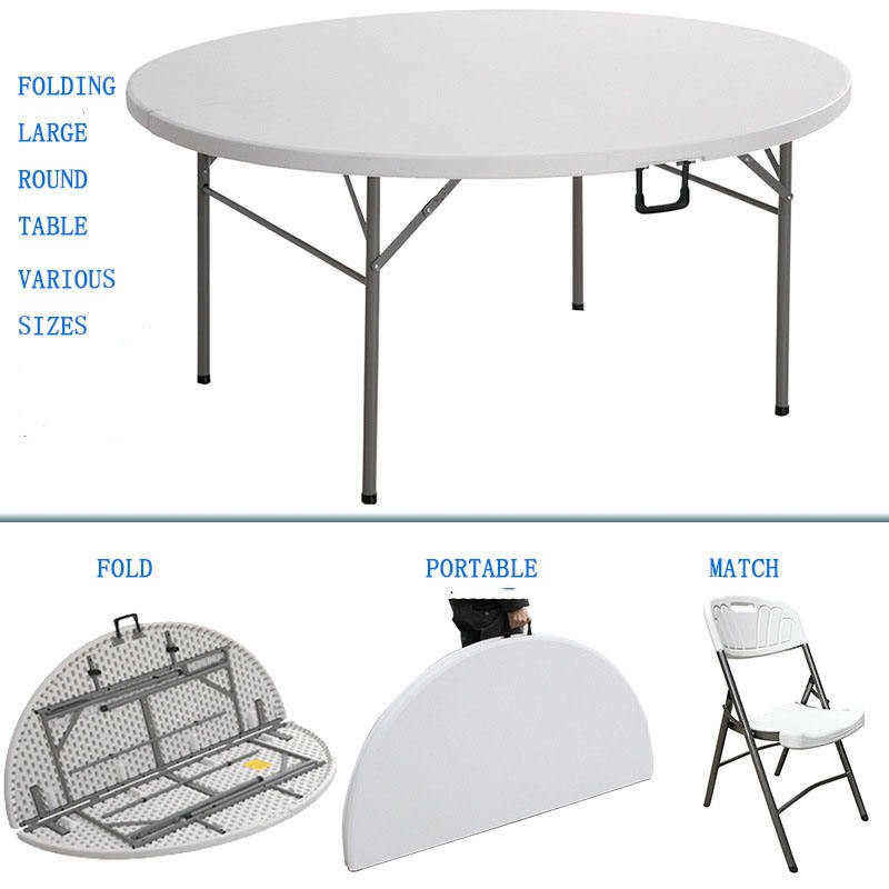 Direktverkauf ab Werk, runder Picknicktisch aus weißem Kunststoff